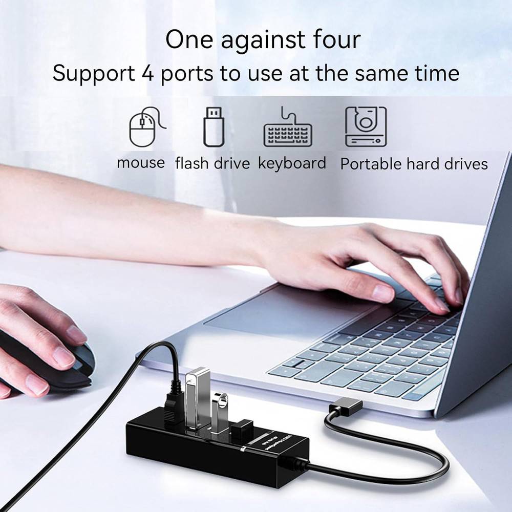 USB 2.0/3.0 Hub with Long Cable for Enhanced Connectivity
