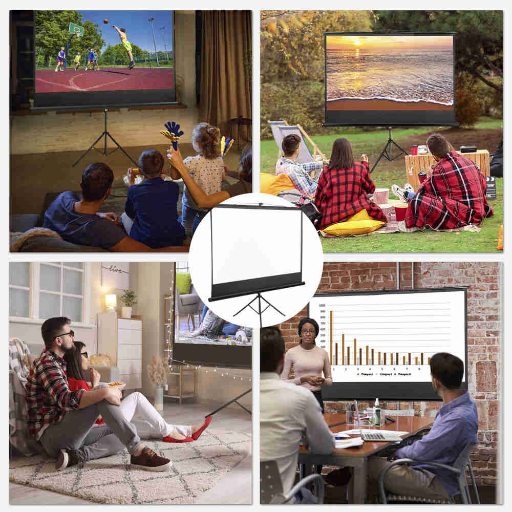 84 Inch 16:9 HD 4K Movie Projection Screen with Stand for Home Theater