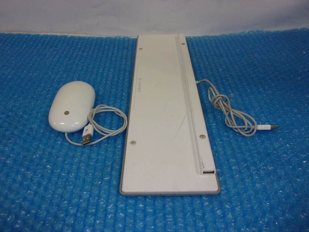 Apple White Aluminum USB Wired Keyboard A1243 and Wired Mouse A1152