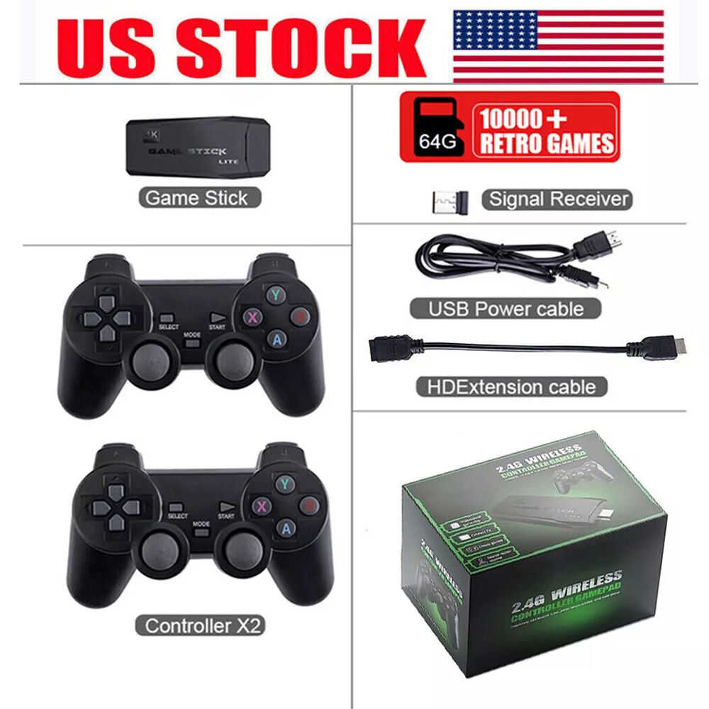 4K HDMI TV Game Stick with 64GB Storage and Wireless Gamepad