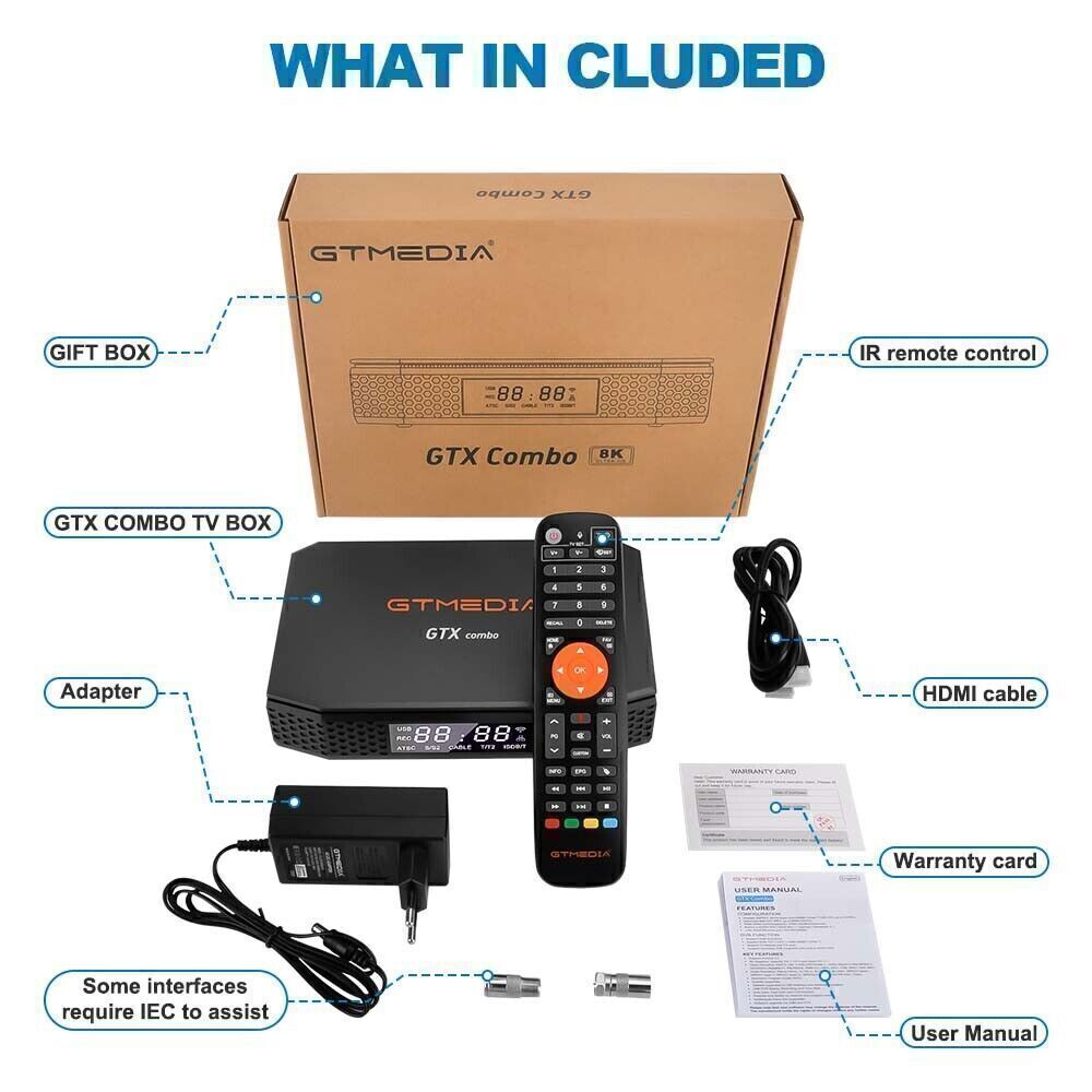 8K UHD DVB-S2/S2X/T2/C Satellite Receiver Android Smart TV Box with 1000M LAN and CI+ Slot