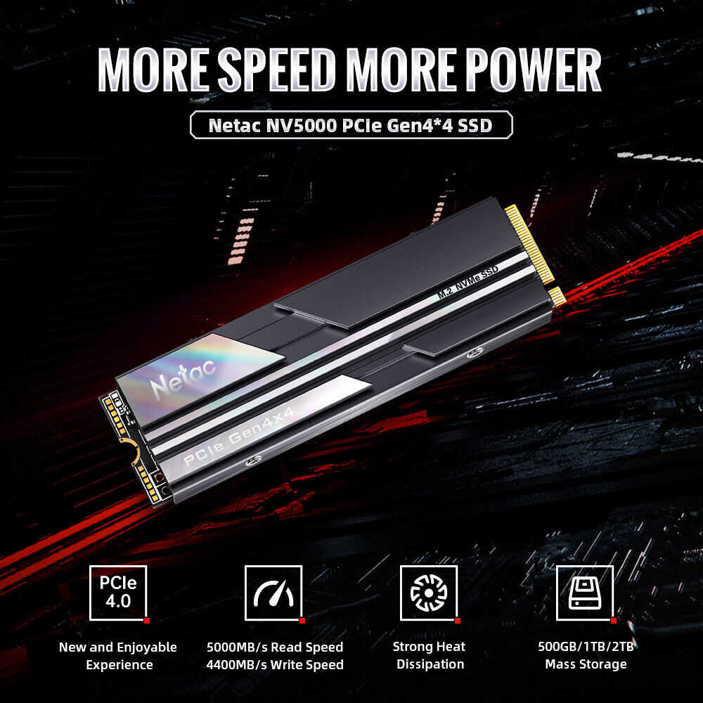 Netac 500GB M.2 PCIe 4.0 Gen 4x4 NVMe SSD for PC and PS5