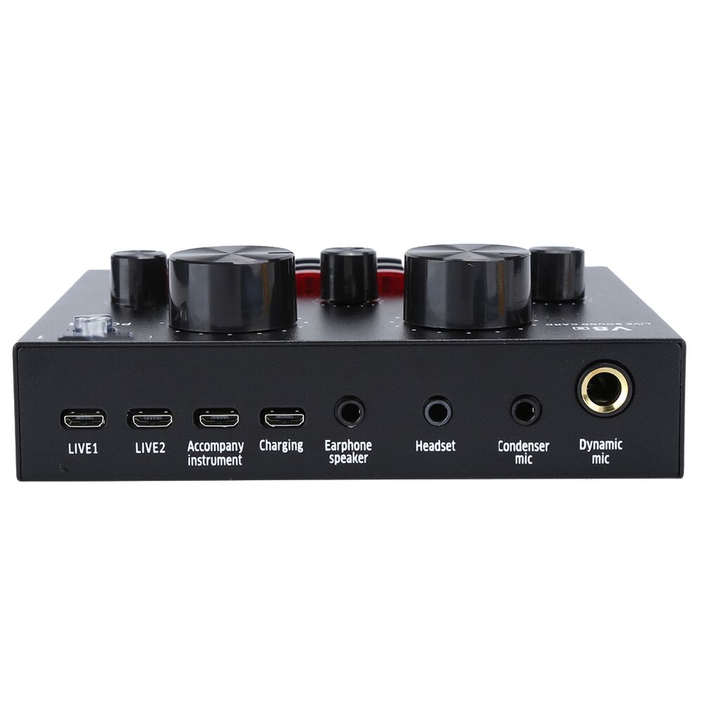 V8S Live Broadcast Sound Card with Stereo Mixer and Headset Microphone
