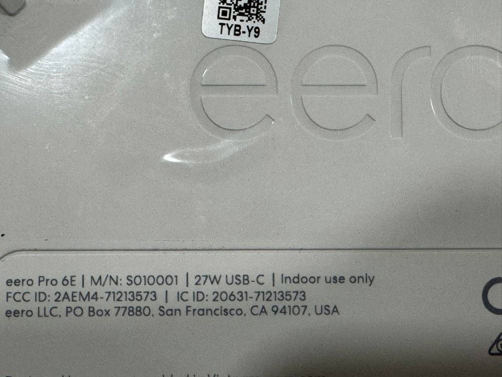 eero Pro 6E S010001 Wireless Tri-Band Gigabit WiFi 6E Mesh Router