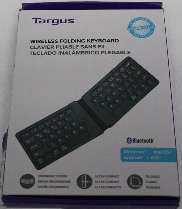 Targus Wireless Folding Keyboard with Bluetooth and Antimicrobial Protection