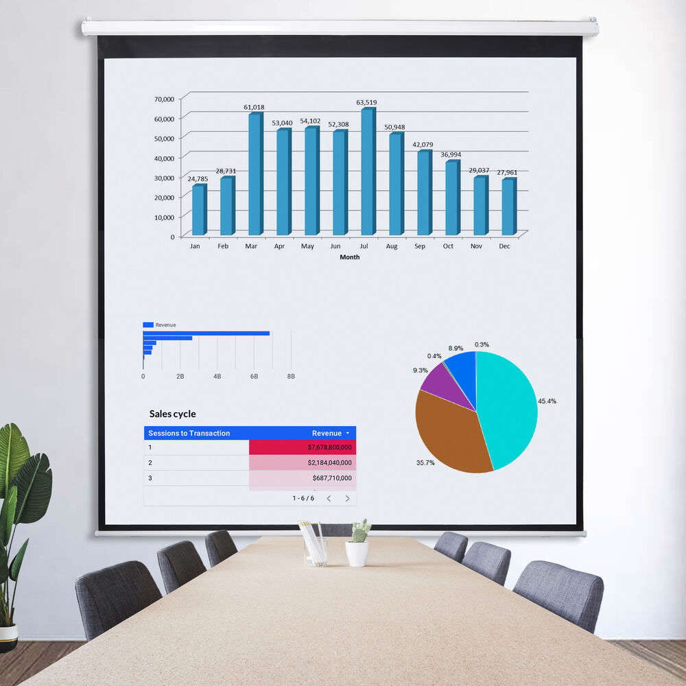 120 Inch Manual Pull Down HD Projector Screen in 1:1 Format