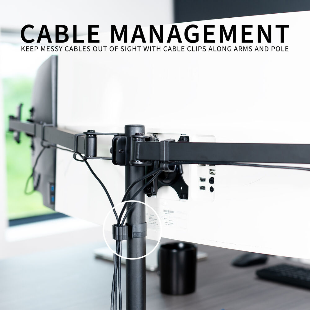 VIVO Telescoping Triple Monitor Desk Mount - Heavy Duty Flush-to-Wall Stand