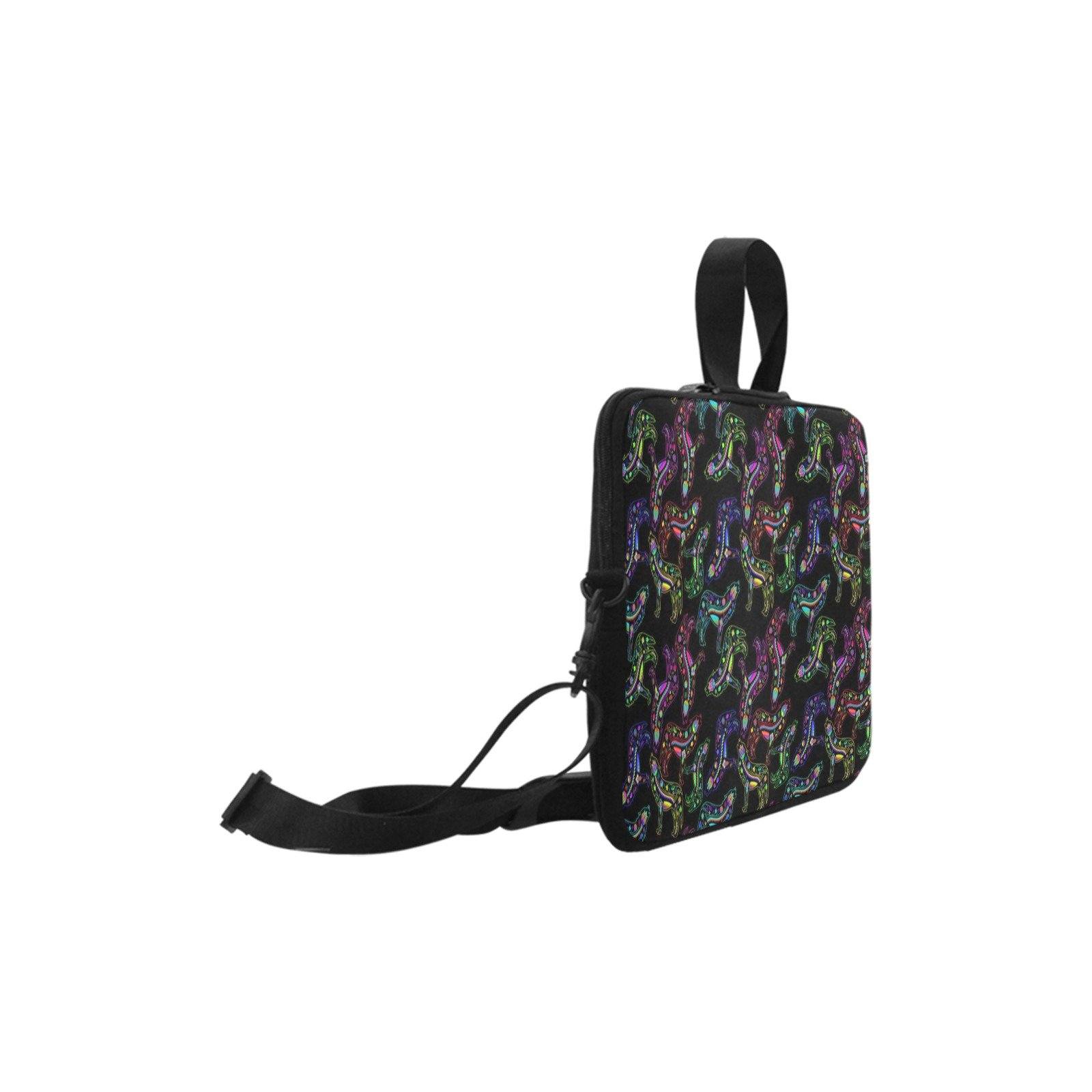 Neon Floral Wolves Laptop Handbag