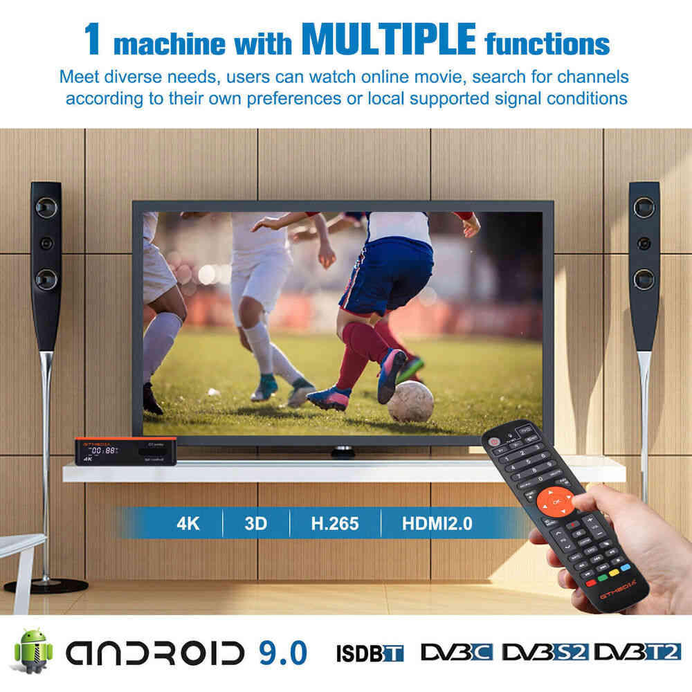 4K UHD FTA DVB-S2/S2X/ATSC 3.0 Combo Satellite TV Receiver Android Smart TV BOX