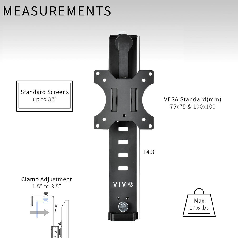 VIVO Black Office Cubicle Monitor Mount Stand for 17-32 Inch Screens