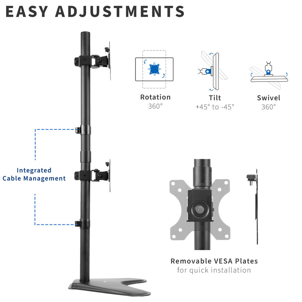 VIVO Dual LCD Monitor Vertical Stand Mount for Ultrawide Screens