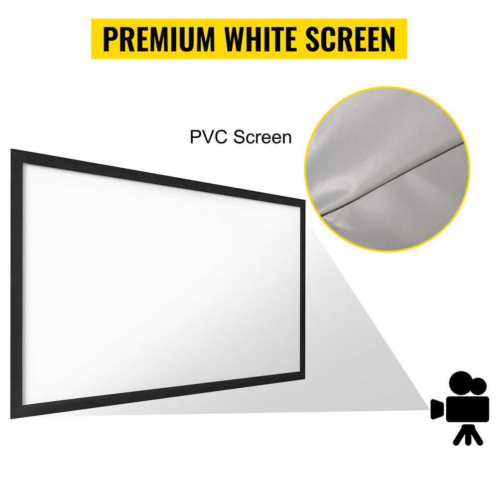VEVOR 100-155 Inch Projector Screen 16:9 HD 4K Home Theater 3D Aluminum & PVC