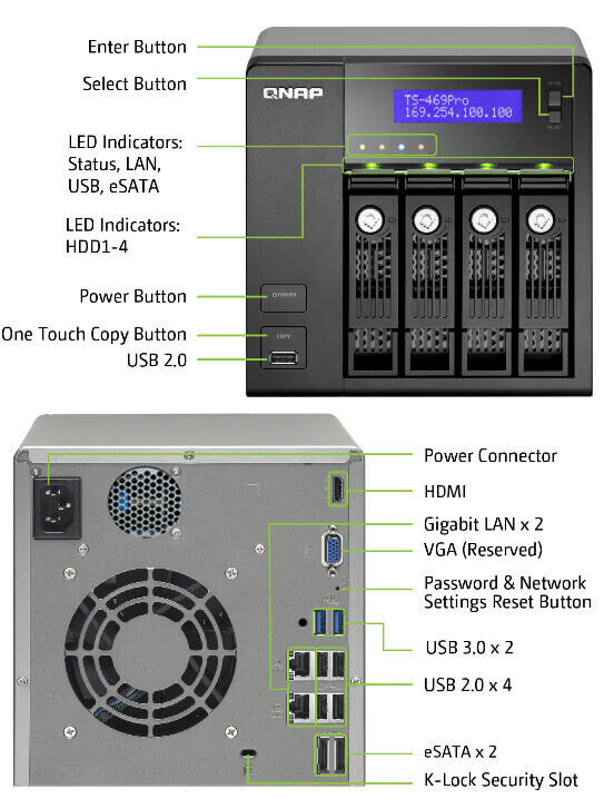 QNAP TS-496 PRO 4 Bay NAS Drive with Caddies