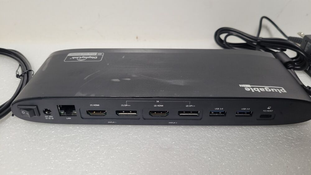Plugable UD-6950H USB 3.0/USB-C 4K Dual Monitor Docking Station with Power Supply