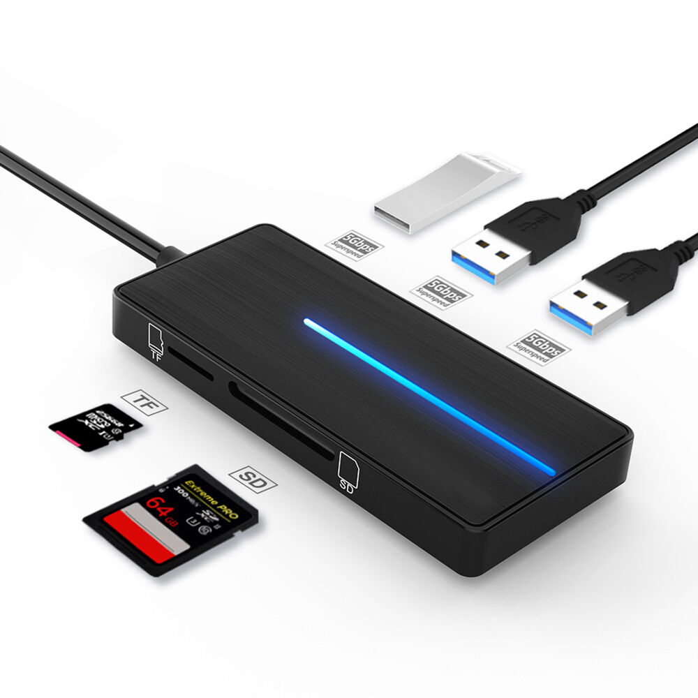 Ultra Slim 4-Port USB-A 3.0 Hub with TF/SD Card Reader