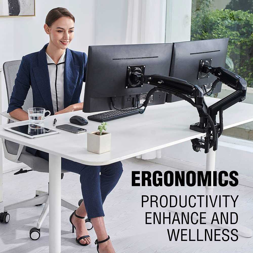 Full Motion Swivel Dual Monitor Desk Mount Stand