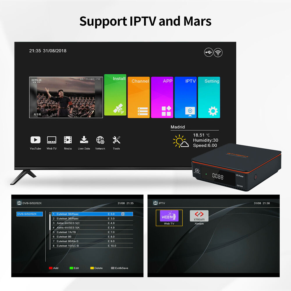 HD1080P DVB-S/S2/S2X Satellite Receiver Digital TV Set Top Box with HDMI, USB, WIFI, and DVR