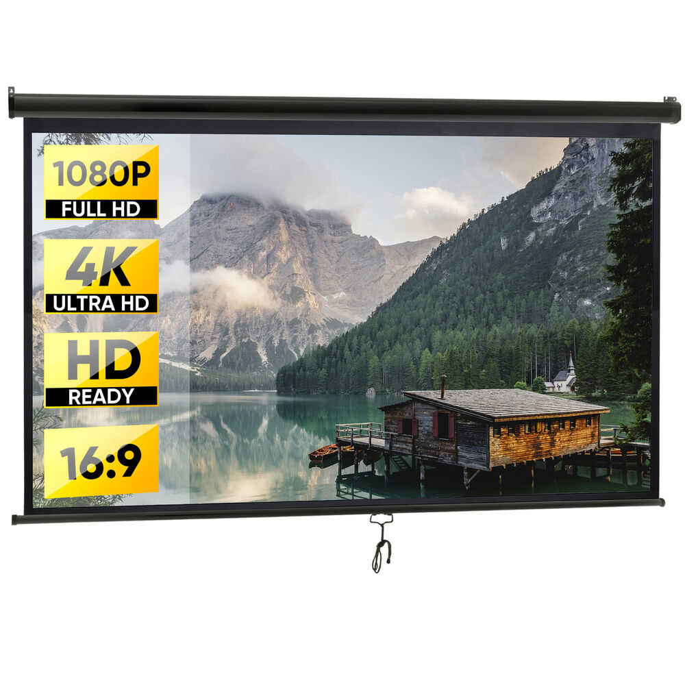 4K 16:9 HD Pull Down Projector Screen for Home Theater