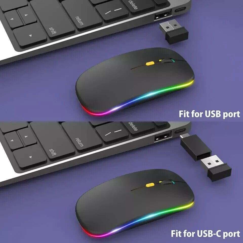 Rechargeable RGB LED Wireless Silent Optical Mouse