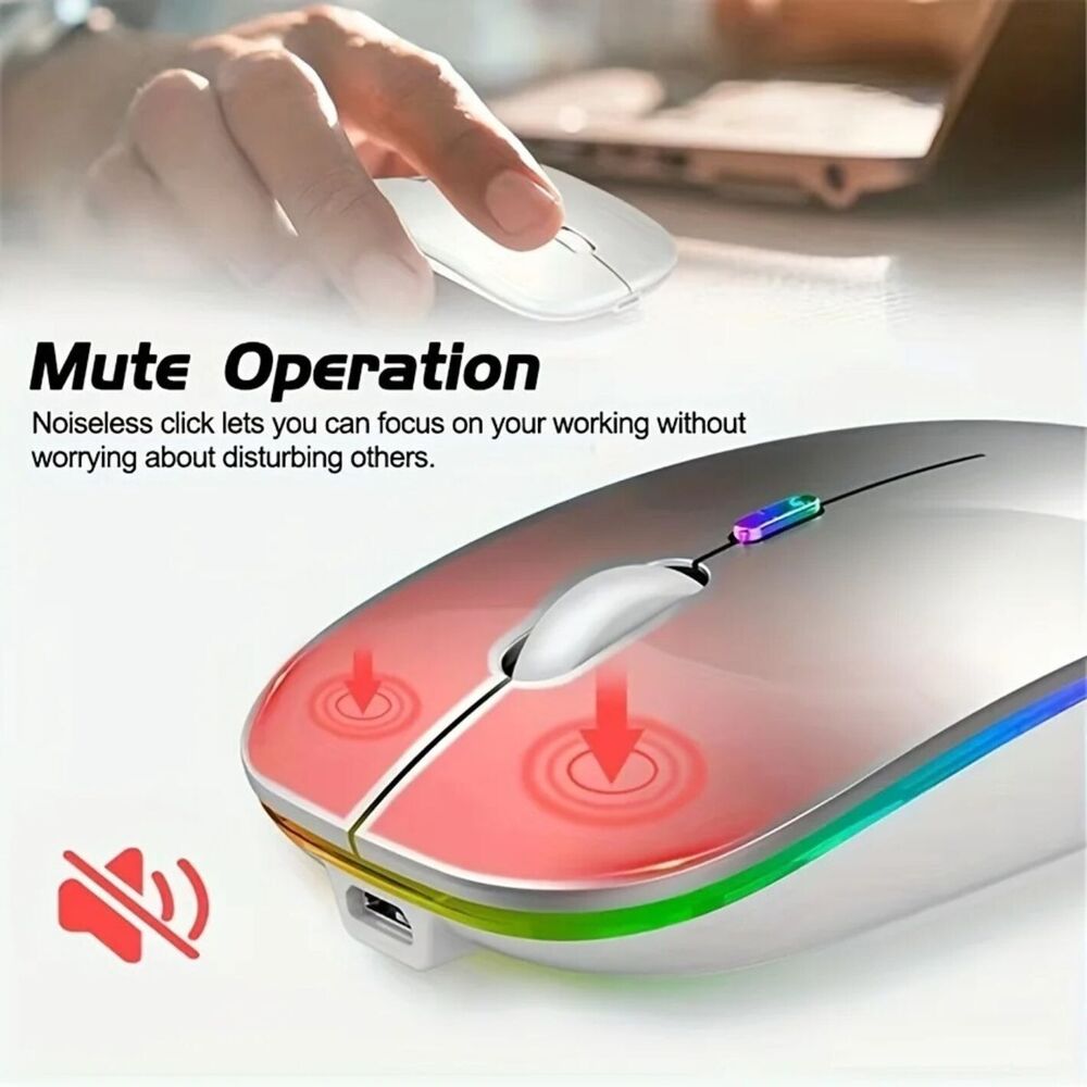 Rechargeable RGB Ergonomic Wireless Mouse with Bluetooth and 2.4GHz