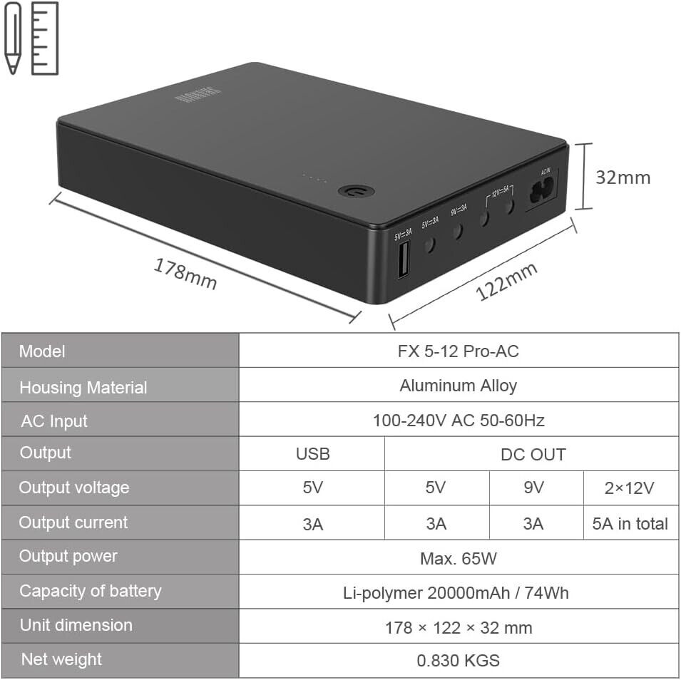 Shanqiu Mini UPS Battery Backup for Router and Modem