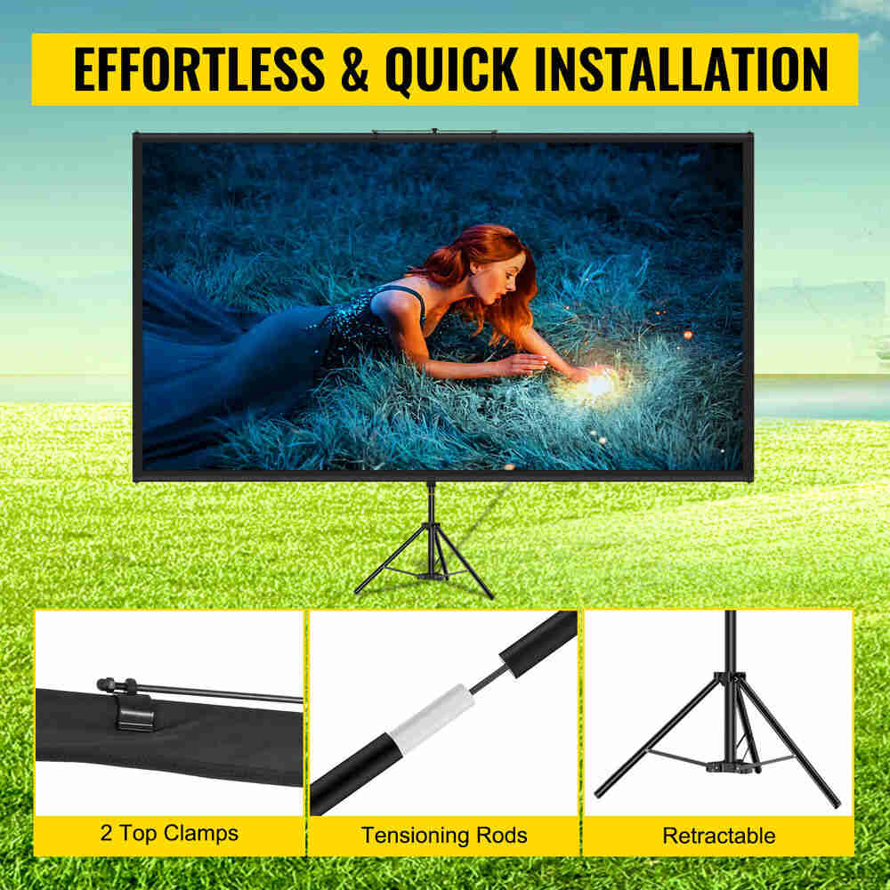 VEVOR 60” 4K HD Portable Projector Screen with Stand for Home Cinema