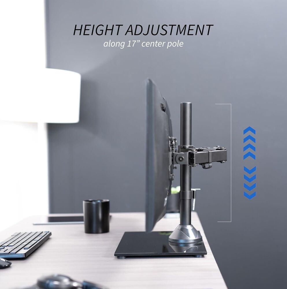 Adjustable Dual Monitor Stand with Sleek Glass Base