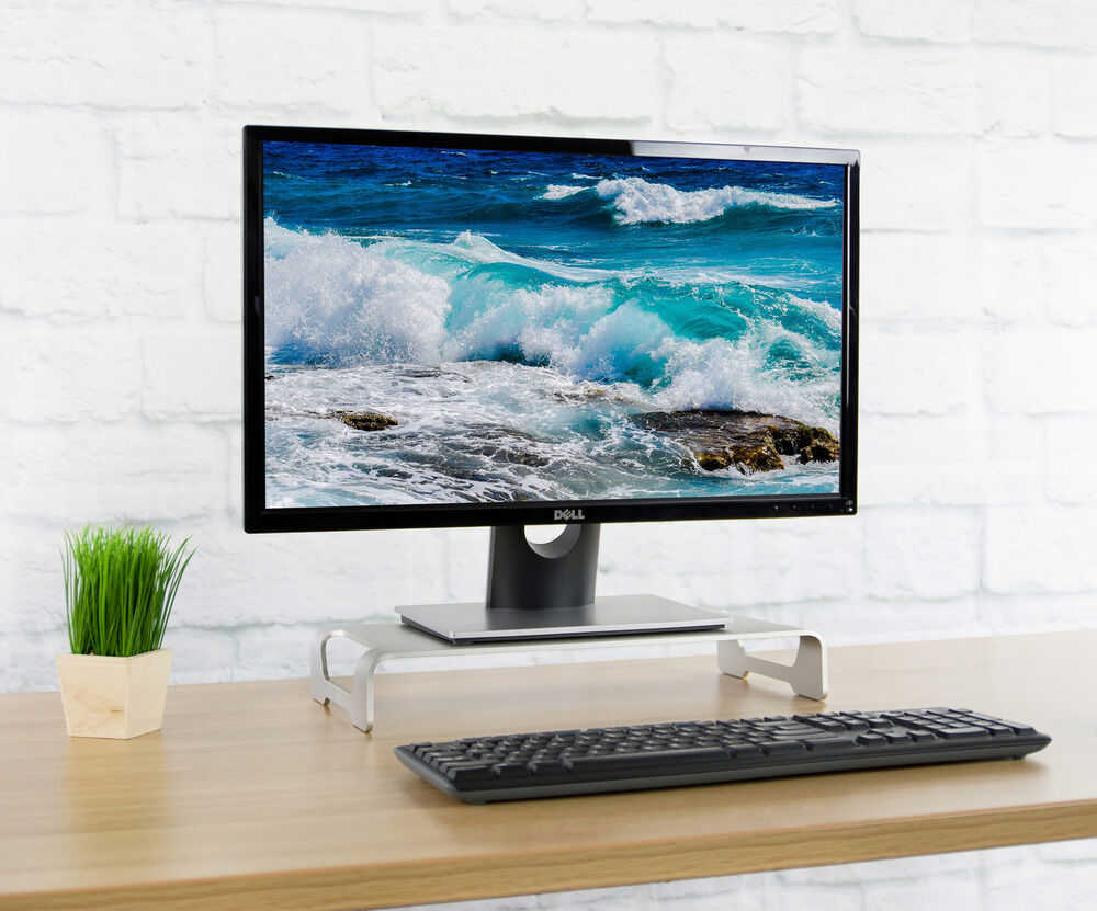 VIVO Silver Aluminum 16 Monitor Riser with Ergonomic Desk Organizer