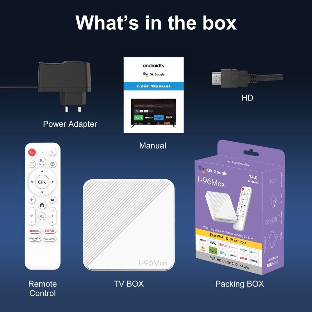 Android Network H313 TV Box 4K with ATV Voice Remote Smart TV Set Top Box
