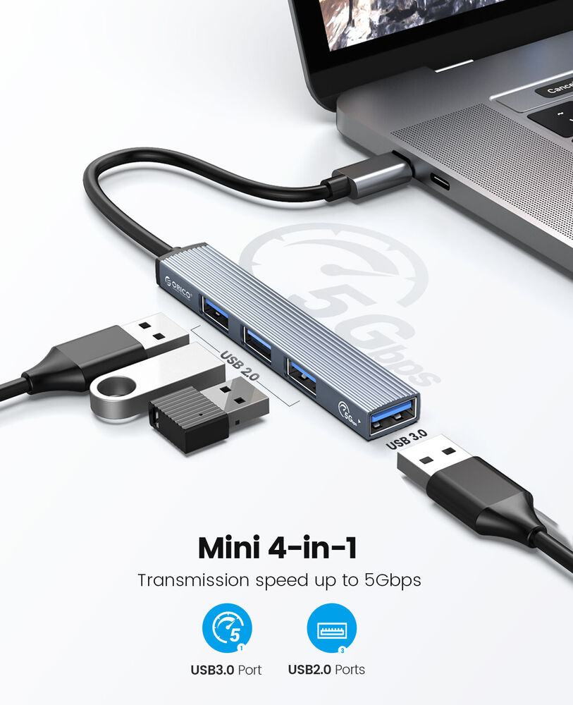 ORICO Aluminum Type C HUB 4 Port USB 3.0 2.0 Ultra Slim Card Reader