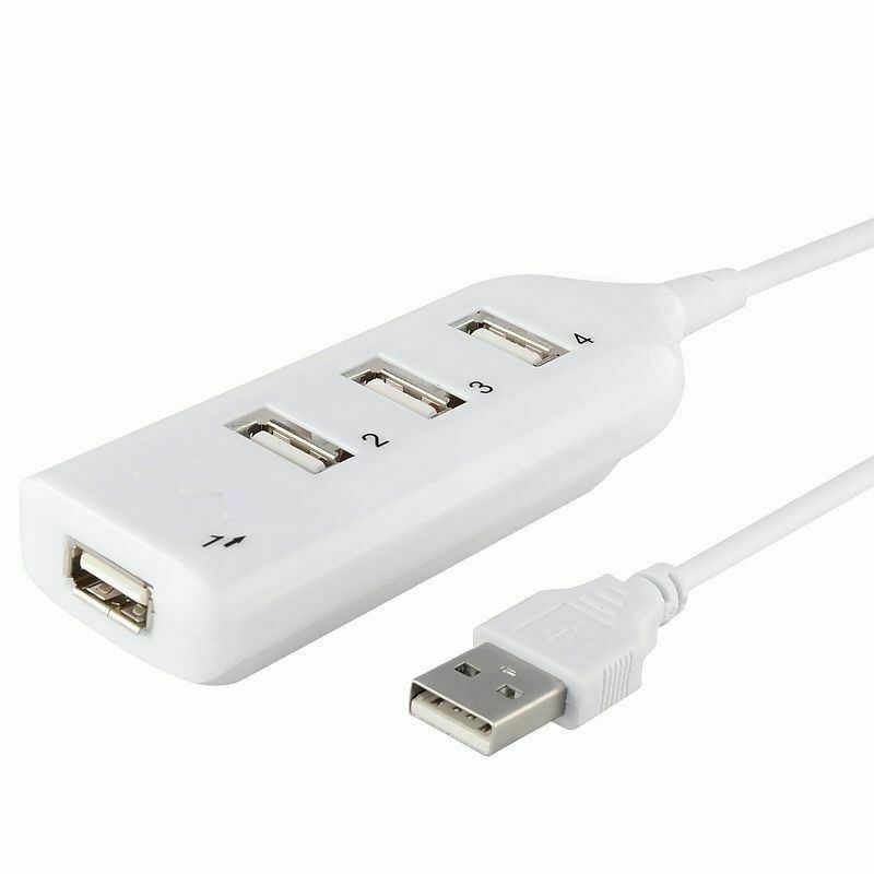 White USB 2.0 Hi-Speed 4-Port Splitter Hub