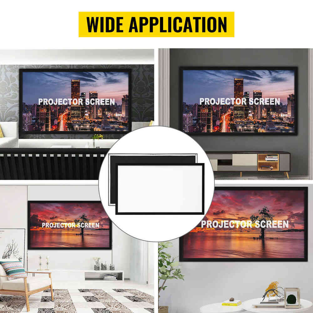 VEVOR 100-155 Inch Projector Screen 16:9 HD 4K Home Theater 3D Aluminum & PVC