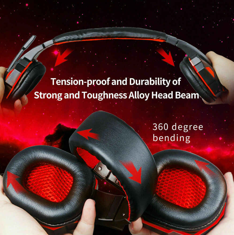 3.5mm Gaming Headset with Mic, LED Light, Stereo Bass Surround for PC, PS4, Xbox One