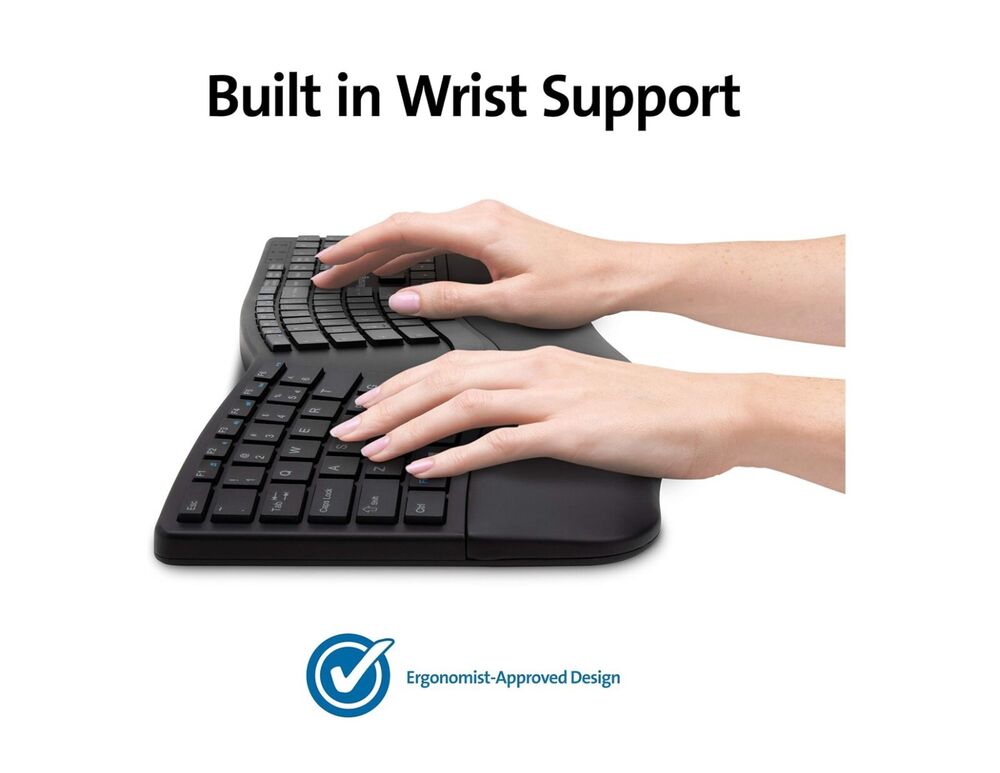 Kensington Pro Fit Ergonomic Wireless Keyboard Bluetooth - Black