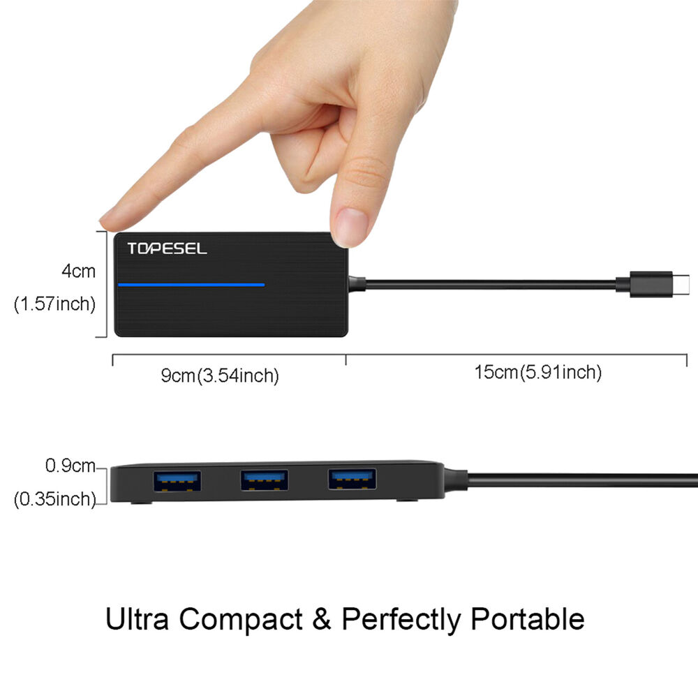 Ultra Slim USB Power Hub with 3 Port USB 3.0 and SD/TF Slot Adapter