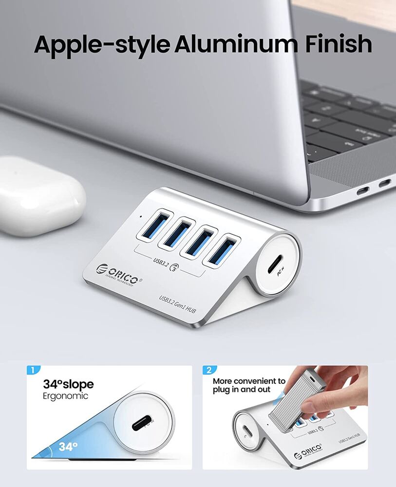 ORICO 5Gbps USB C Hub with 4 USB A Ports for MacBooks