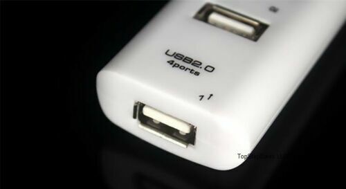 White USB 2.0 Hi-Speed 4-Port Splitter Hub