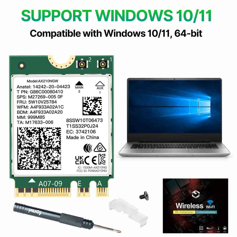 Intel WiFi 6E AX210NGW M.2 NGFF Wireless Card