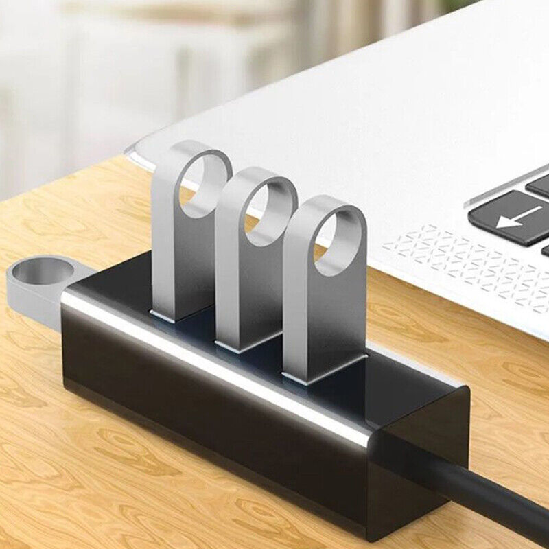 4 Port USB Hub Multi Splitter with Power Adapter