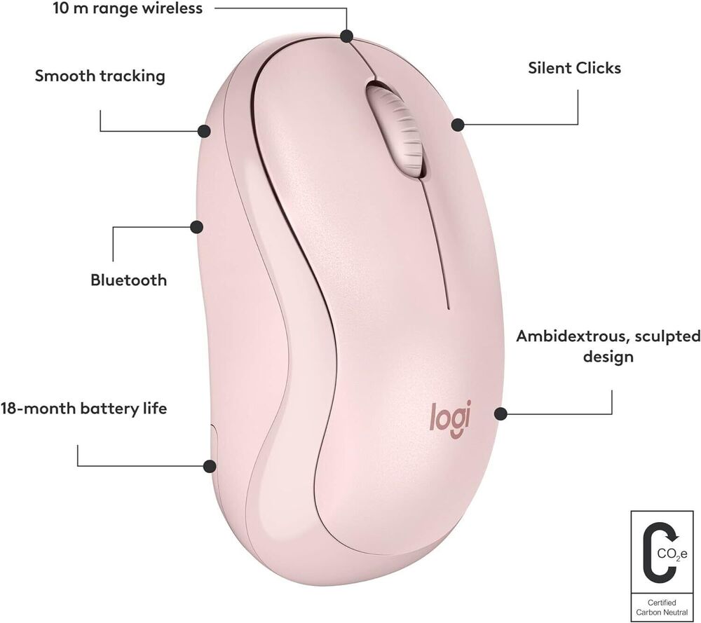 Logitech M240 Silent Wireless Mouse - Rose