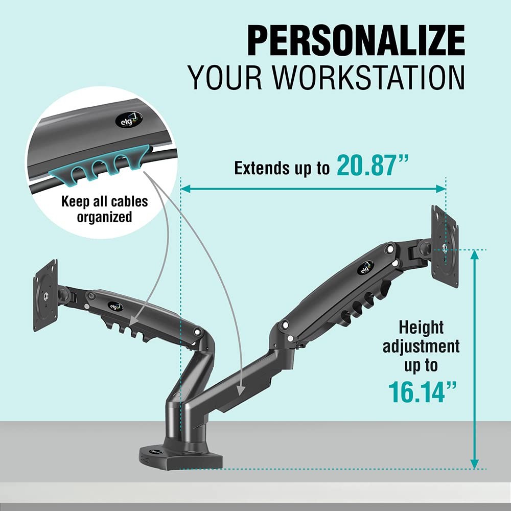 Full Motion Swivel Dual Monitor Desk Mount Stand