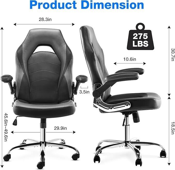 Ergonomic Gaming Desk Chair with Adjustable Leather Comfort