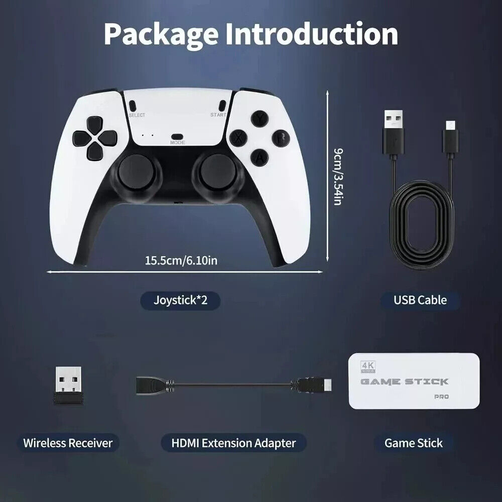 M15 4K 64G HDMI TV Video Game Stick with Gamepad and 2 Wireless Controllers