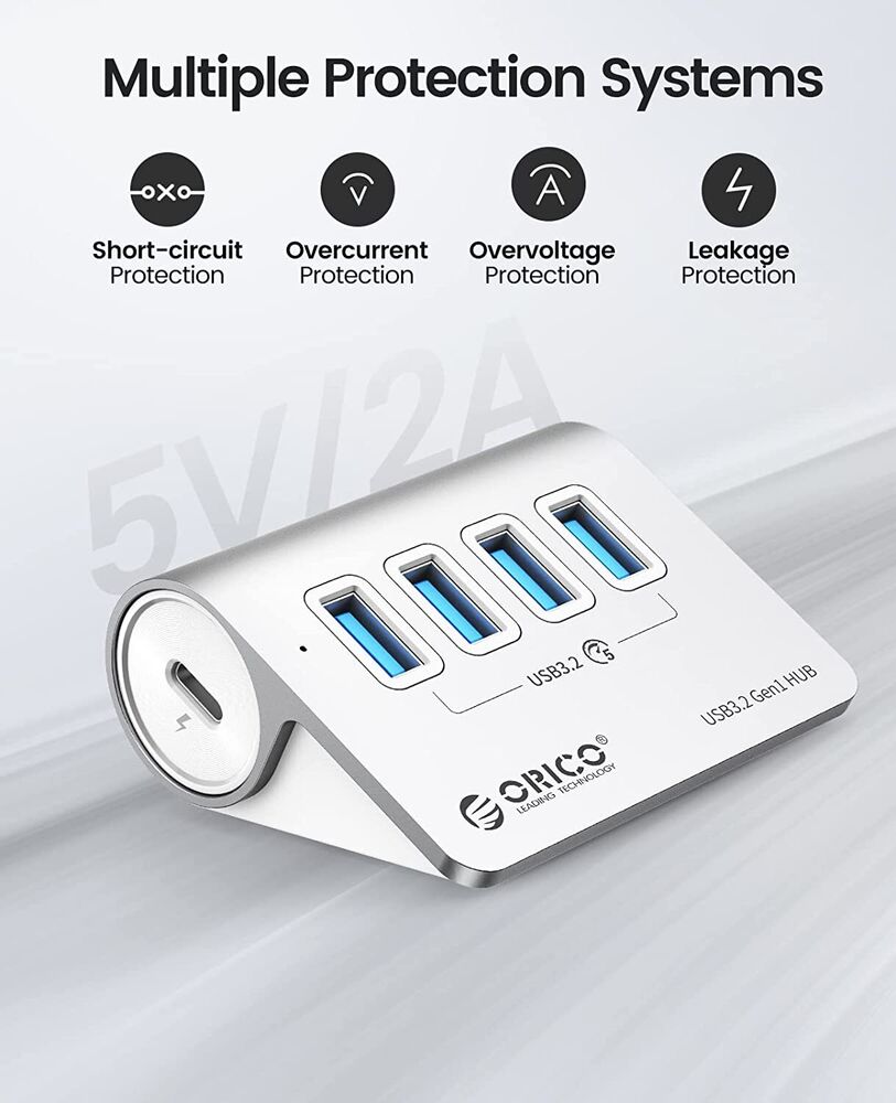 ORICO 5Gbps USB C Hub with 4 USB A Ports for MacBooks