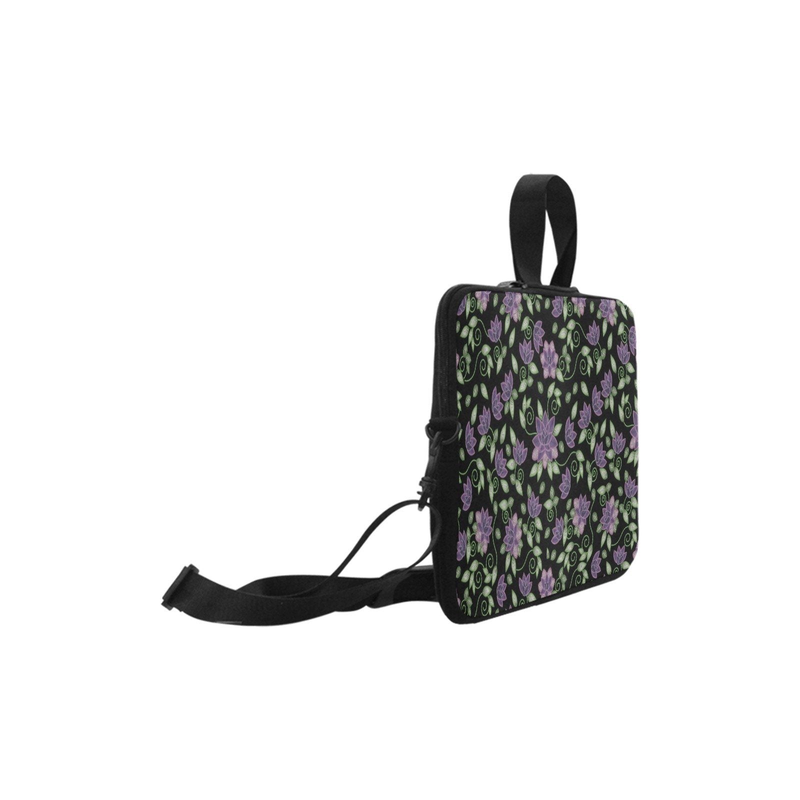 Purple Beaded Rose Laptop Handbag