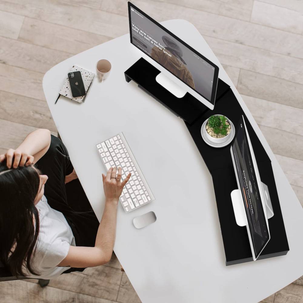 TAVR Dual Monitor Stand Riser - Office Desktop Organizer for 2 Monitors