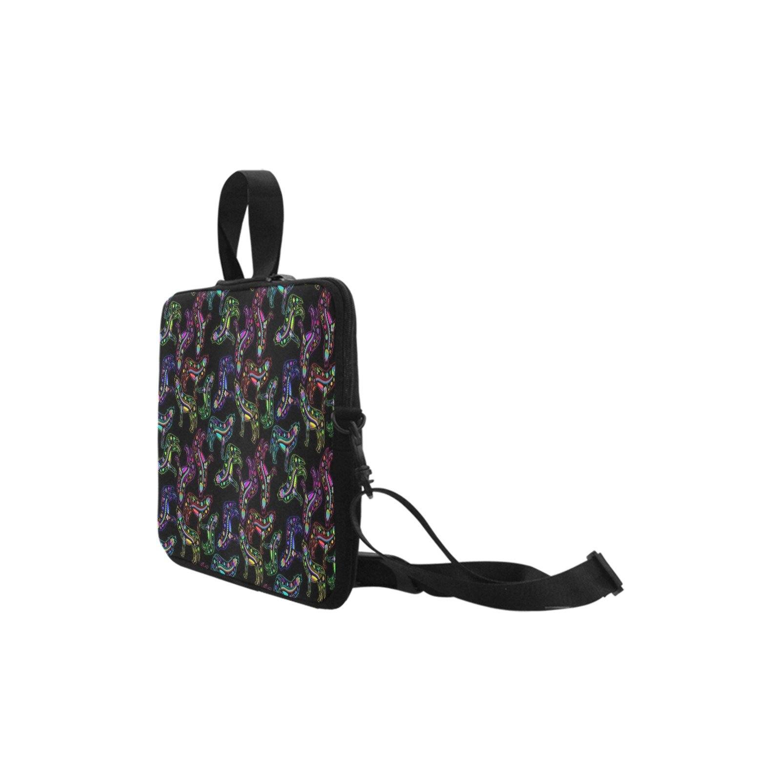 Neon Floral Wolves Laptop Handbag