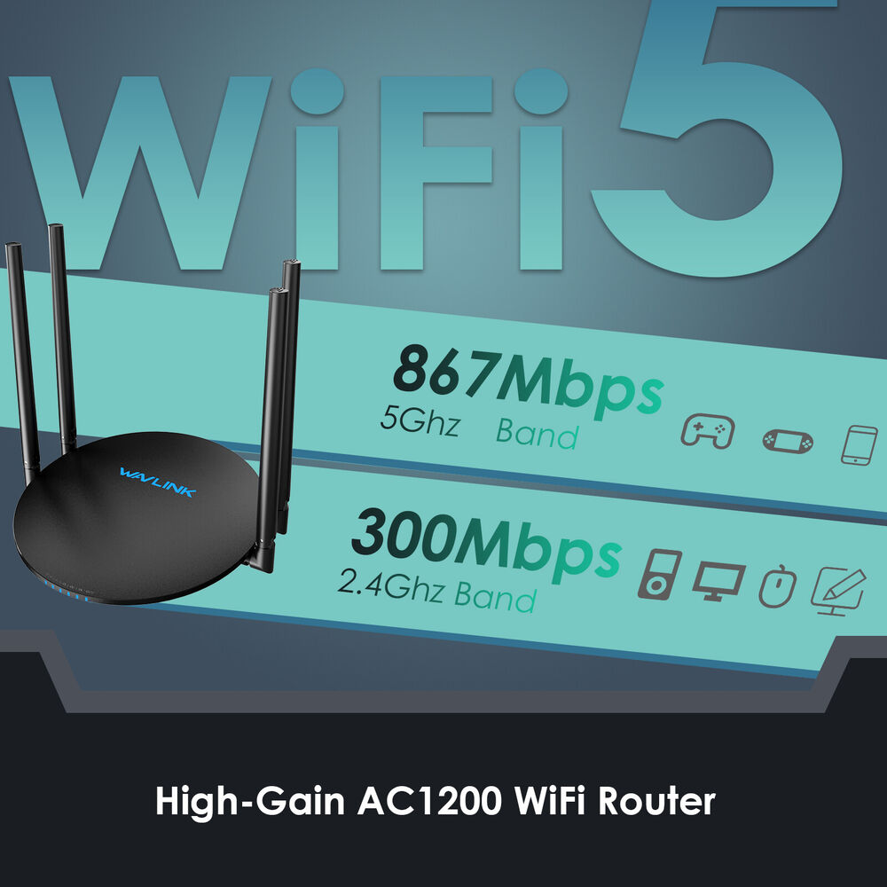 1200Mbps Dual Band WiFi 5 Router with Long Range