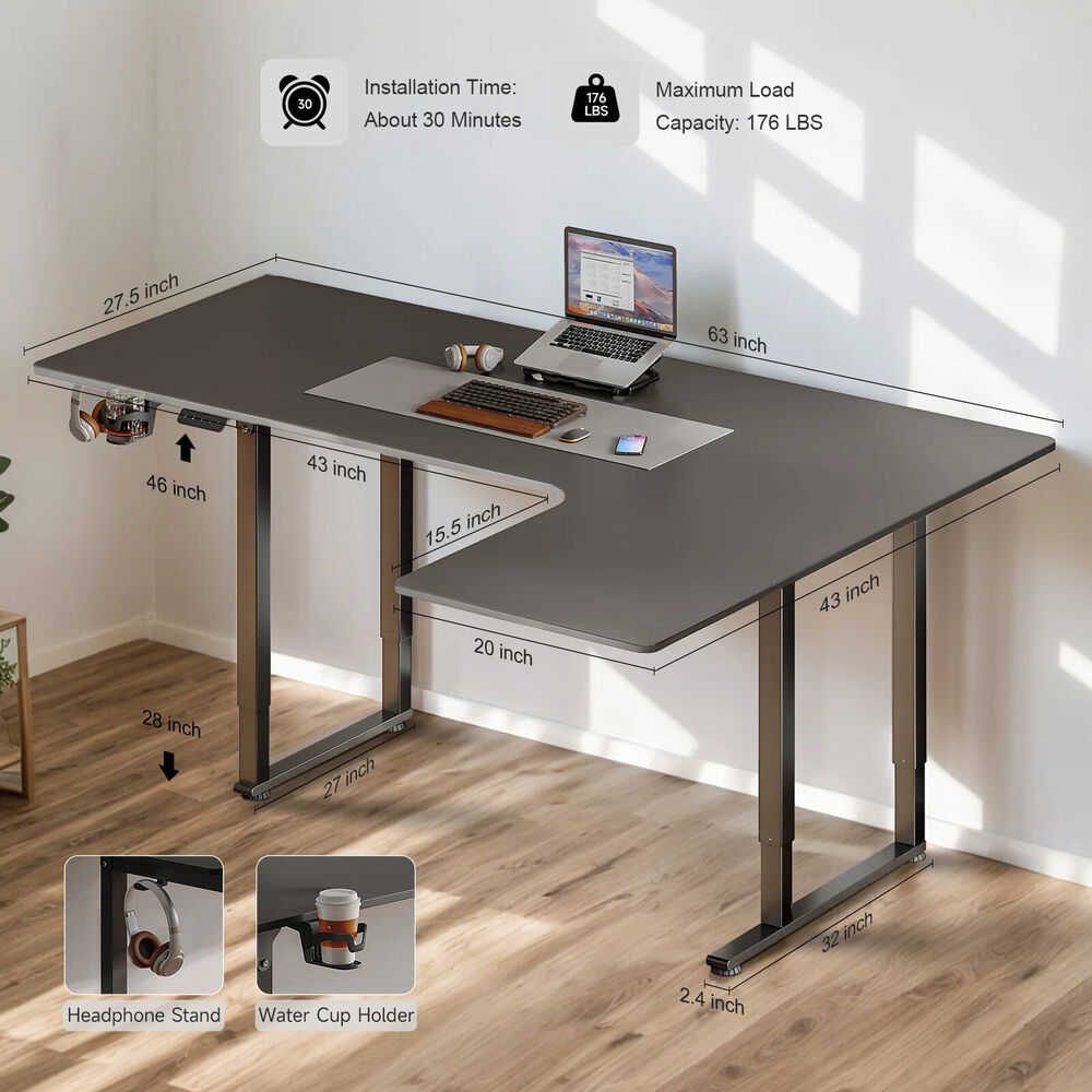 Adjustable Height Standing Desk with Spacious Office Area