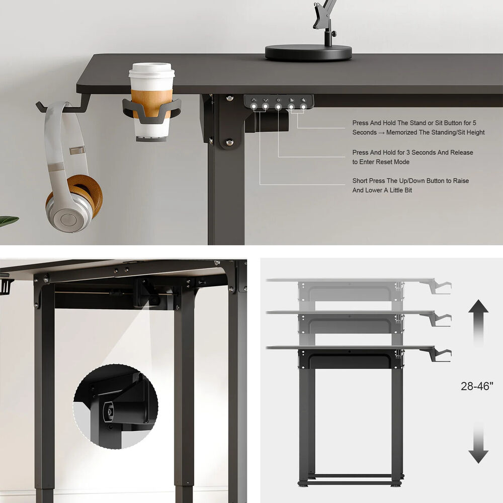 Adjustable Height Standing Desk with Spacious Office Area